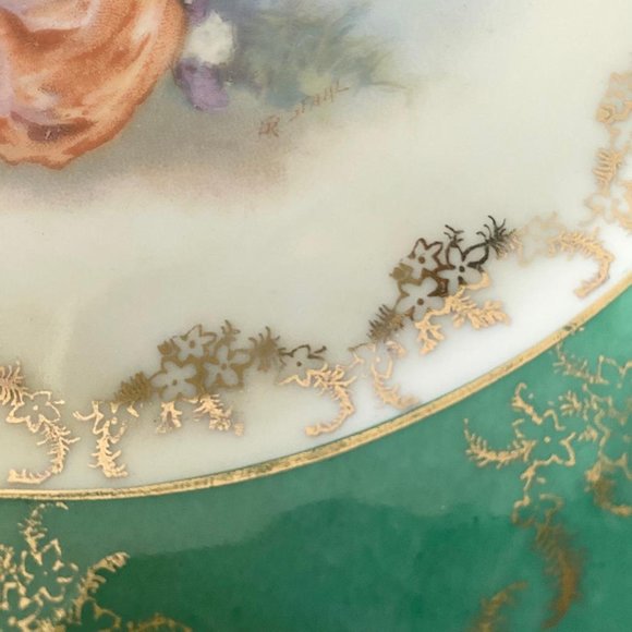 Antique Victoria Carlsbad Austria Signed FR. Stahl Raised Border Design Plate - Picture 3 of 9